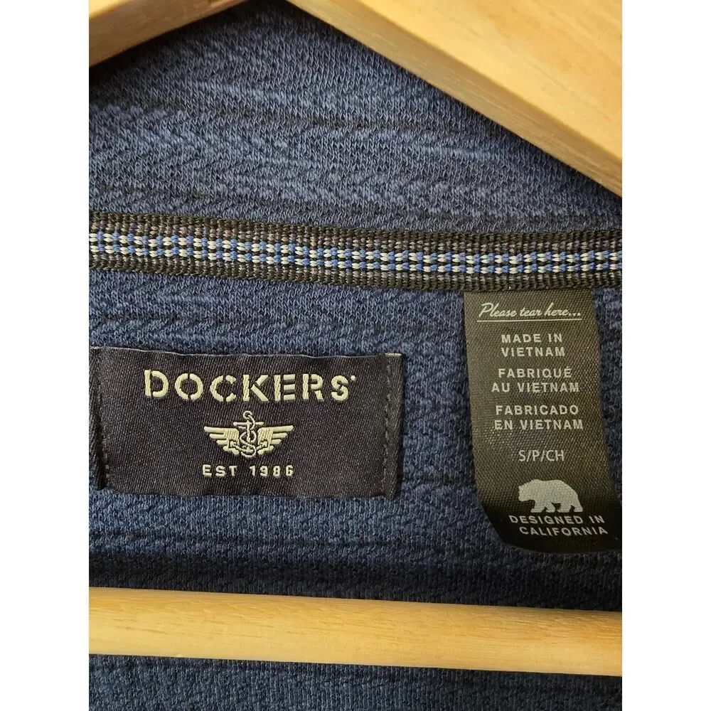 Dockers Men’s Small Blue Quarter‑Zip Knit Sweater NWT Smart Casual Preppy Office